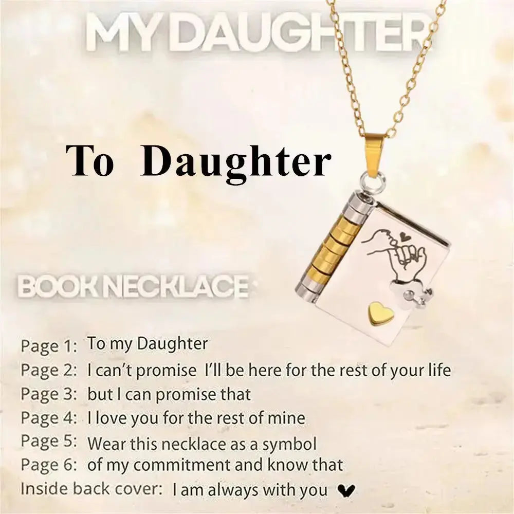 Hypes Inventory openable book locket necklace, a graduation gift for daughter, son, or loved ones, featuring a detailed design.