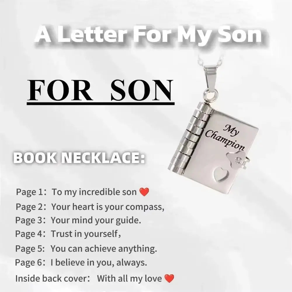 Openable book locket necklace by Hypes Inventory, featuring a detailed pendant perfect for graduation gifts for daughters and sons.