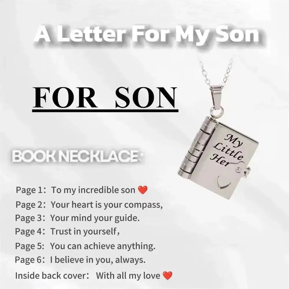 Hypes Inventory openable book locket necklace with engraved graduation design, ideal gift for daughter, son, or loved ones.