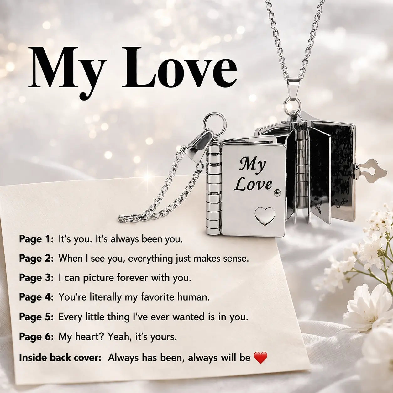 Openable Book Locket Necklace – Graduation Gift for Daughter, Son & Loved Ones Hypes Inventory