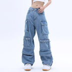 Wide-Leg Denim Pants | Y2K Streetwear Jeans for Men & Women – Trendy 2025 Collection
