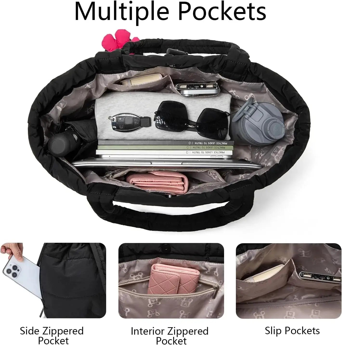 Quilted Puffer Tote Bag for Women – Lightweight Shoulder Handbag for Work, School & Travel