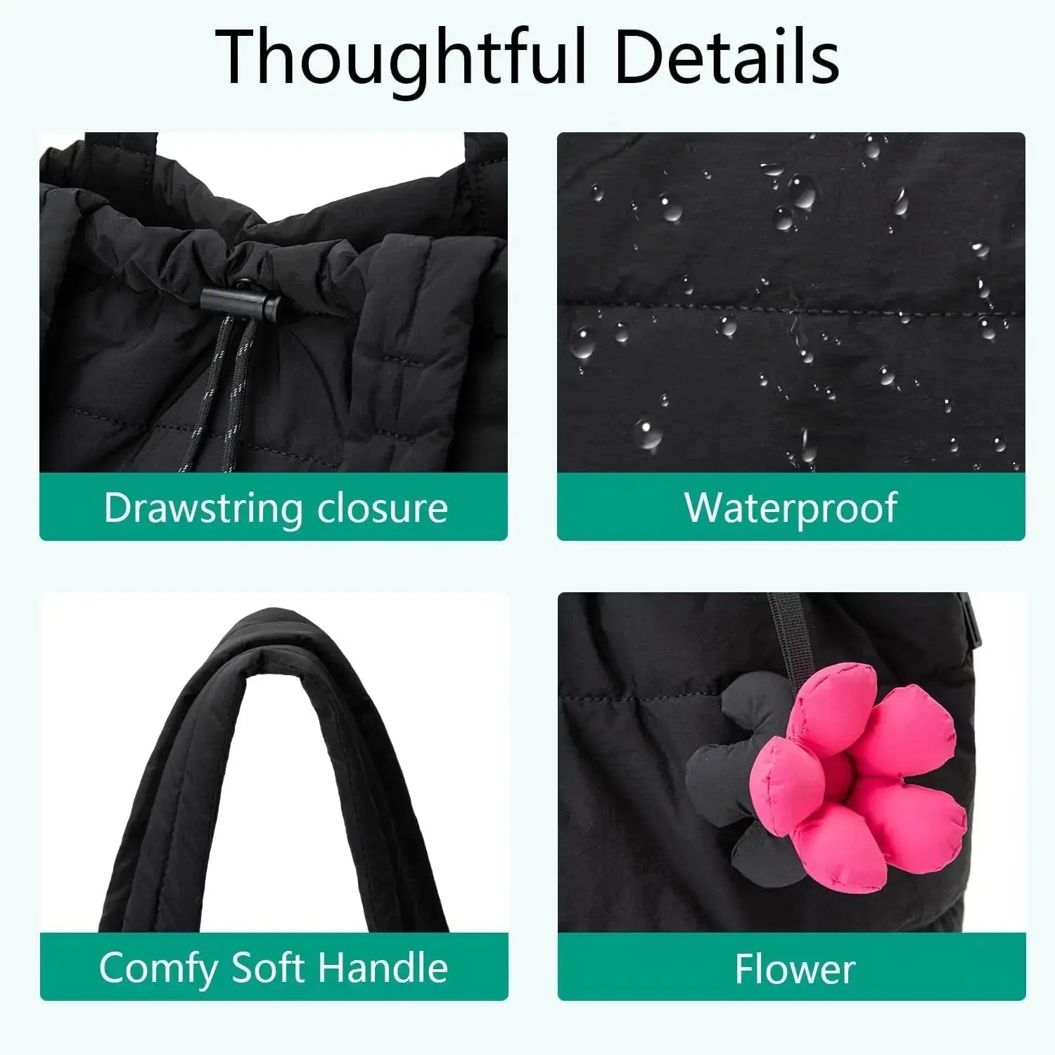 Quilted Puffer Tote Bag for Women – Lightweight Shoulder Handbag for Work, School & Travel