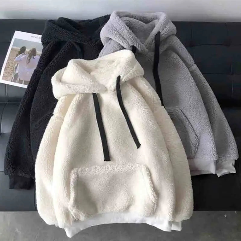 Lamb Wool Hooded Sweater for Women | Korean Style Autumn & Winter Pullover