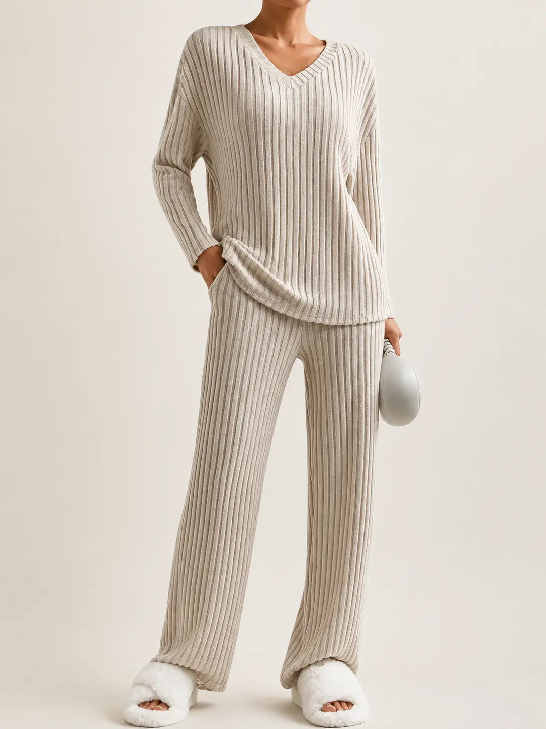 Ribbed Knit Lounge Set – LÁVINE™ Cozy Two-Piece Outfit for Women LÁVINE™
