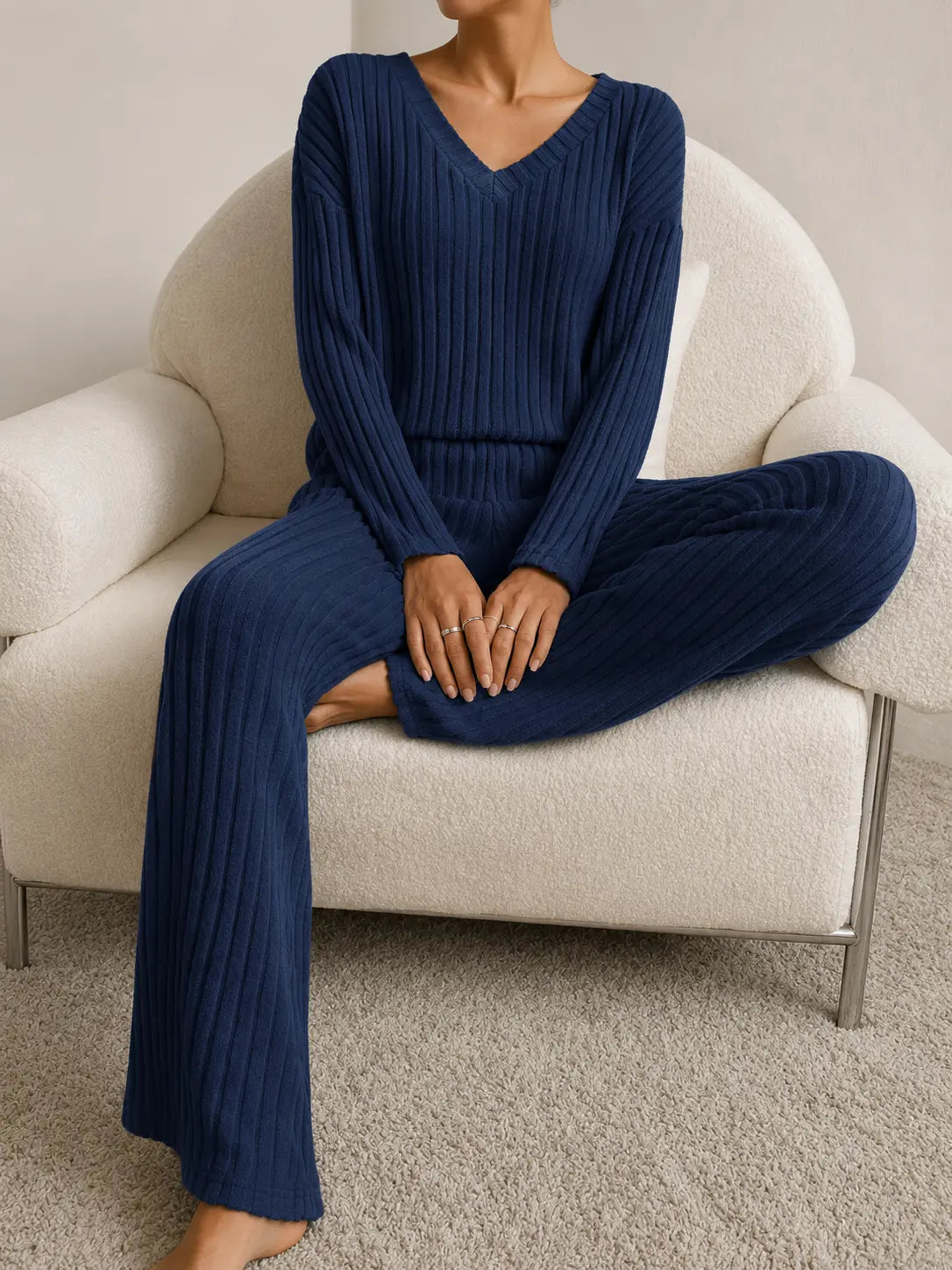 Ribbed Knit Lounge Set – LÁVINE™ Cozy Two-Piece Outfit for Women LÁVINE™