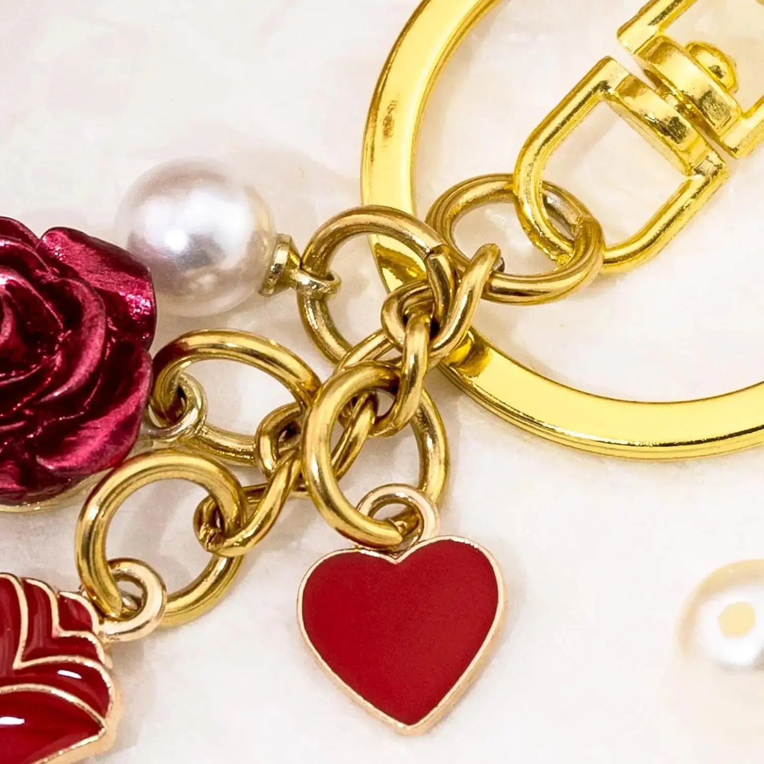 Rose Keychain Rose Bag Charm Roses Gold Keychain Charms Red Keychains Accessories Aesthetic Red Gifts for Women Girlfriend Mothers Day Gifts
