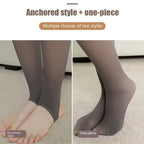 Plus Size Sheer-Look Fleece Lined Tights — Thermal Winter Pantyhose