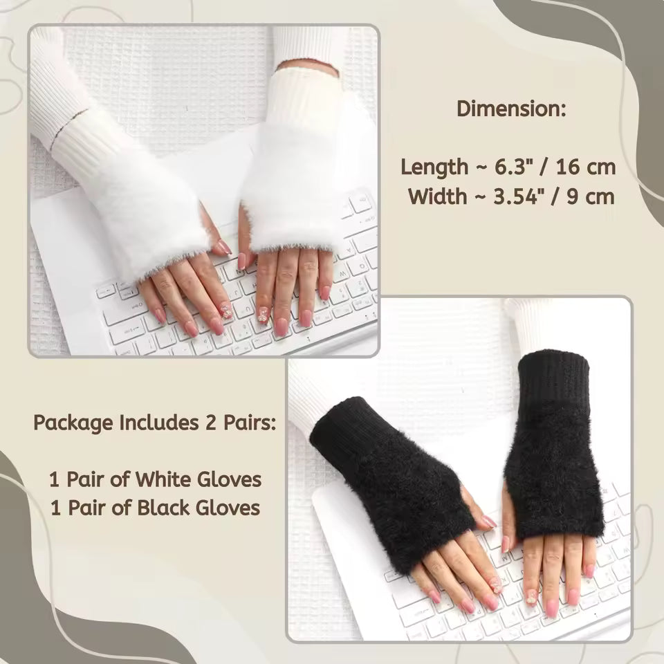 Mink Fleece Half-Finger Gloves – Soft, Warm & Stylish Winter Wear