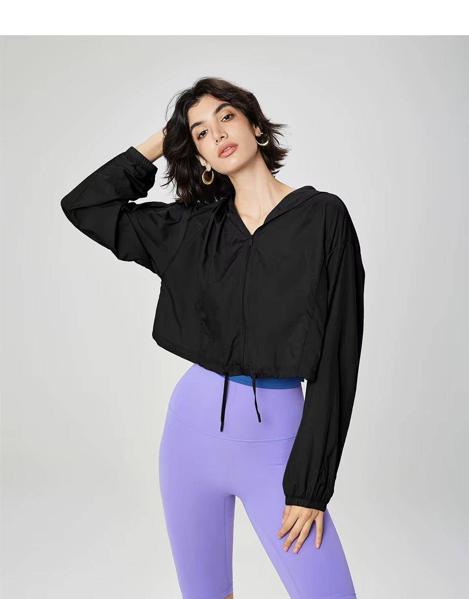Sheer Hooded Long Sleeve Casual Cover-Up Top
