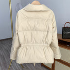Women’s Slim Fit Duck Down Jacket – Elegant Suit Collar Winter Coat