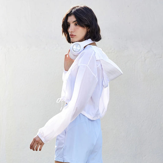 New Lightweight Yoga Jacket Loose Hooded Drawstring Sport Top Women'S Thin Casual Outdoor Long Sleeve Summer Jacket