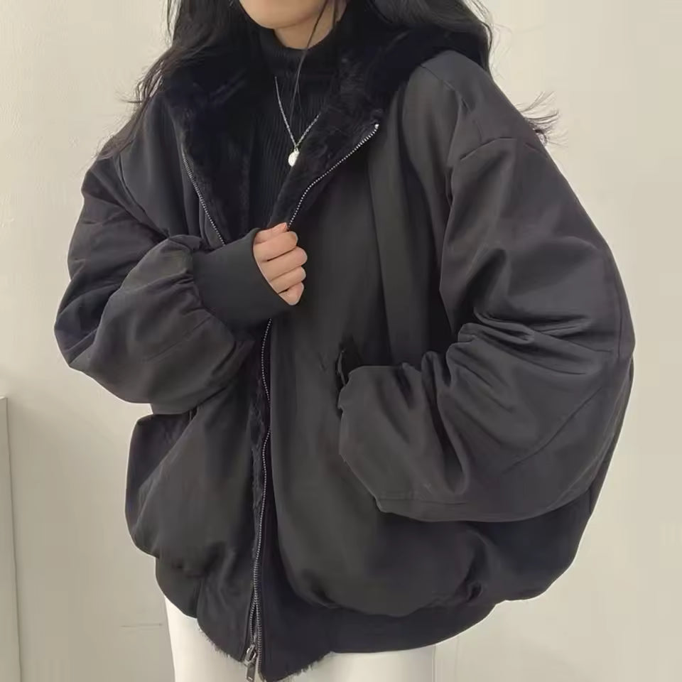 Reversible Women’s Hooded Winter Coat – Lightweight Silk Cotton Puffer Jacket