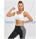 High Impact Front-Closure Sports Bra – Full Coverage, Padded, White
