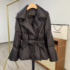 Women’s Slim Fit Duck Down Jacket – Elegant Suit Collar Winter Coat