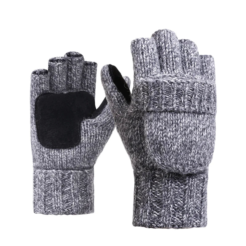 Winter Gloves, Warm Wool & Cashmere Half-Finger