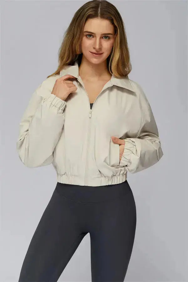 The Elle Form Crop Zip Jacket Fitglutes Activewear Gymwear Sportswear & Workout Clothes