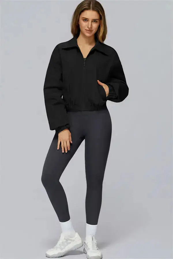 The Elle Form Crop Zip Jacket Fitglutes Activewear Gymwear Sportswear & Workout Clothes