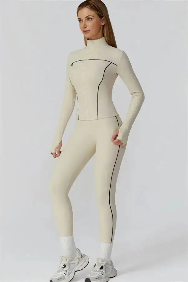 The Venus Zip Top Leggings 2-Piece Set Fitglutes Activewear Gymwear Sportswear & Workout Clothes