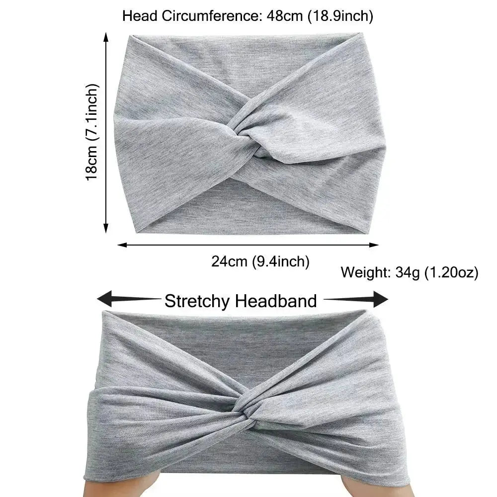 Wide, stretchy turban headband for women by Hypes Inventory, stylish hair accessory for all-day comfort and hair management.