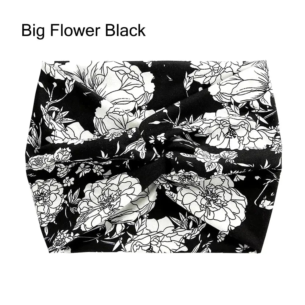 Wide stretchy turban headband for women, stylish hair accessory by Hypes Inventory, offers all-day comfort and a fashionable look.