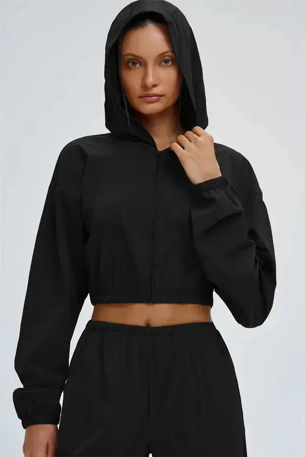 The Svelte UV protection Crop Hoodie Fitglutes Activewear Gymwear Sportswear & Workout Clothes