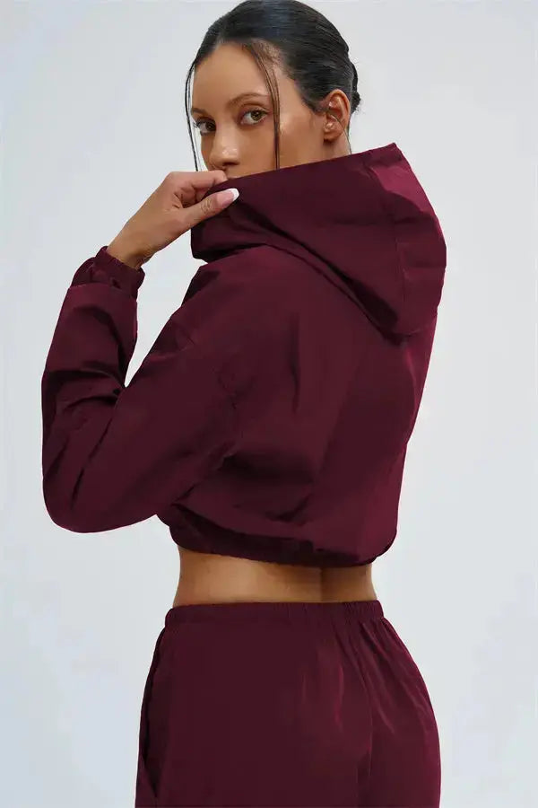 The Svelte UV protection Crop Hoodie Sweatpants 2-Piece Set Fitglutes Activewear Gymwear Sportswear & Workout Clothes