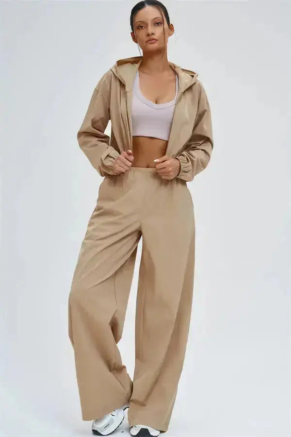 The Svelte UV protection Crop Hoodie Sweatpants 2-Piece Set Fitglutes Activewear Gymwear Sportswear & Workout Clothes