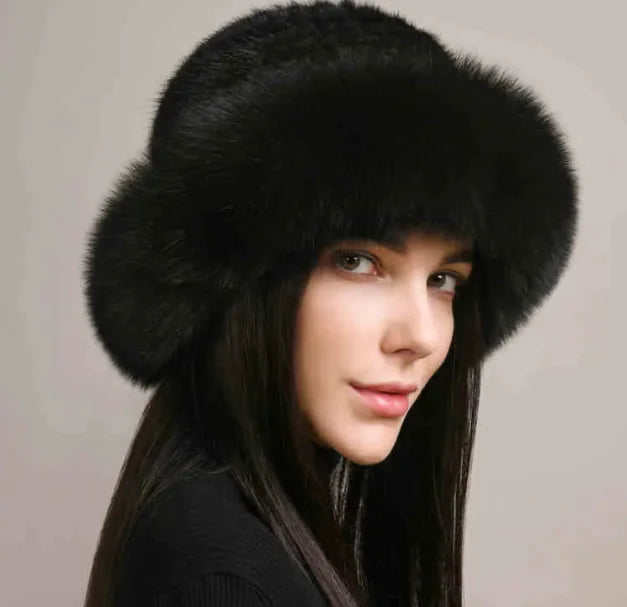 Luxury Mink Hair Hat – Elegant Braided Winter Fur Cap for Women