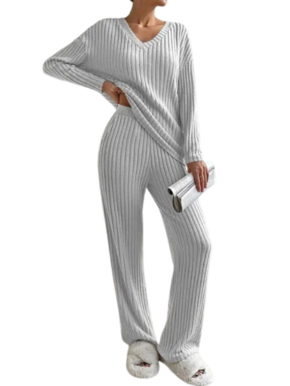 LÁVINE™ Cozy Ribbed Knit Two-Piece Lounge Set
