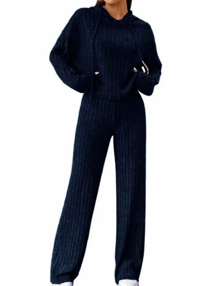 LÁVINE™ Women’s Hooded Two-Piece Lounge Set | Cozy Knit Autumn & Winter Outfit