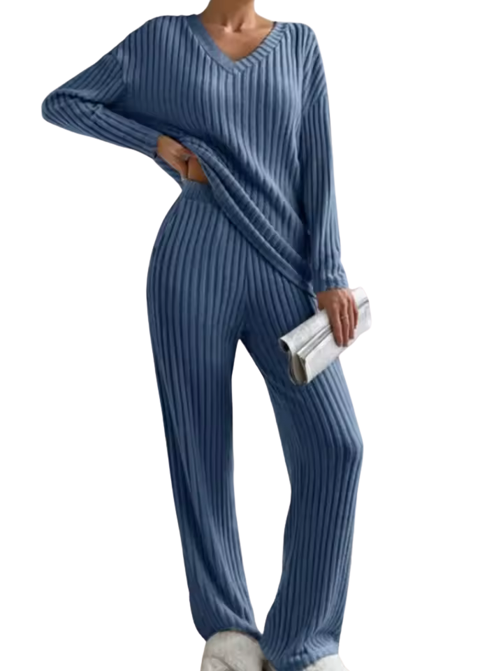 LÁVINE™ Cozy Ribbed Knit Two-Piece Lounge Set