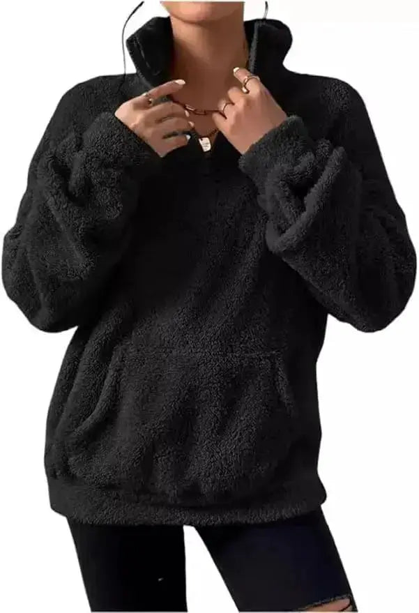 Velvet Stand Collar Sweater for Women | Warm Elegant Autumn & Winter Pullover Hypes Inventory