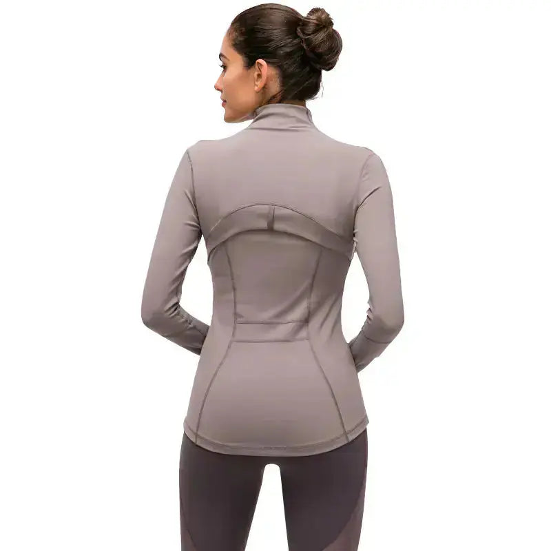 Women's Nylon Stretch Zip-Up Yoga Jacket for Fall/Winter Hypes Inventory