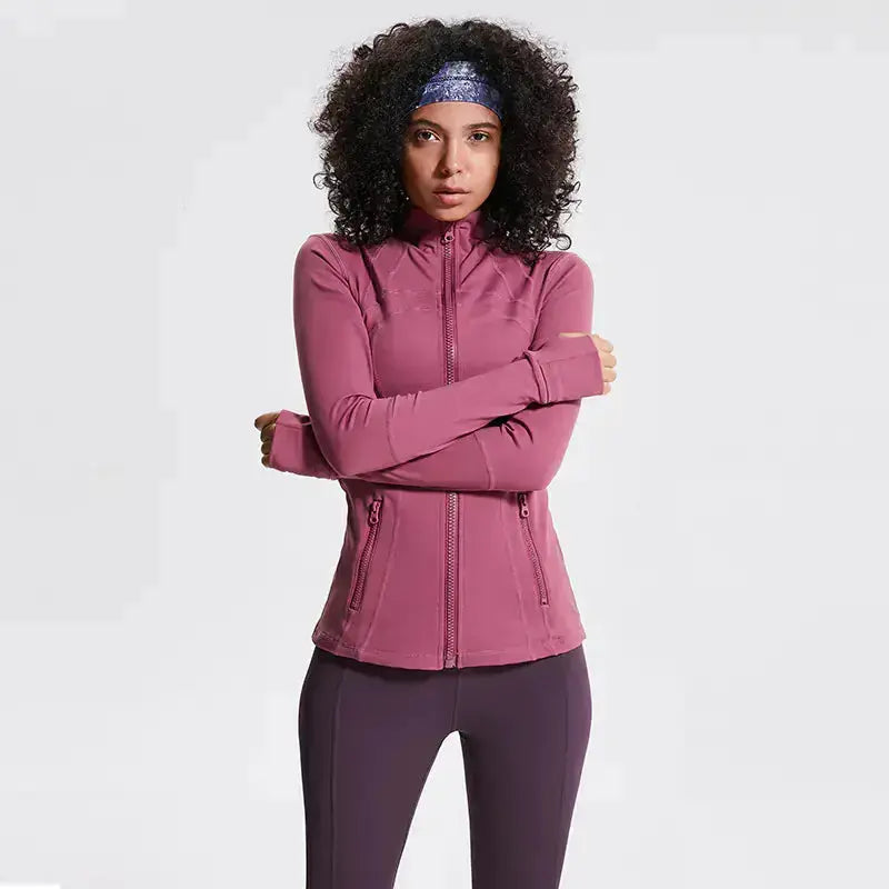 Women's Nylon Stretch Zip-Up Yoga Jacket for Fall/Winter Hypes Inventory