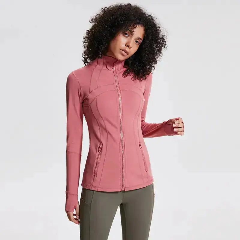 Women's Nylon Stretch Zip-Up Yoga Jacket for Fall/Winter Hypes Inventory