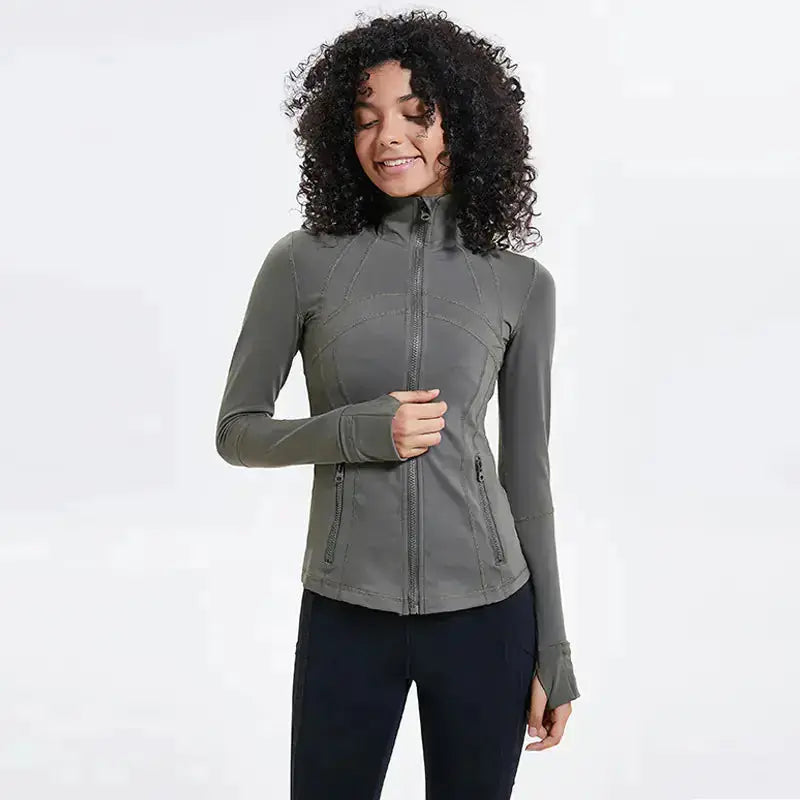 Women's Nylon Stretch Zip-Up Yoga Jacket for Fall/Winter Hypes Inventory