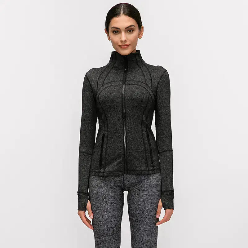Women's Nylon Stretch Zip-Up Yoga Jacket for Fall/Winter Hypes Inventory