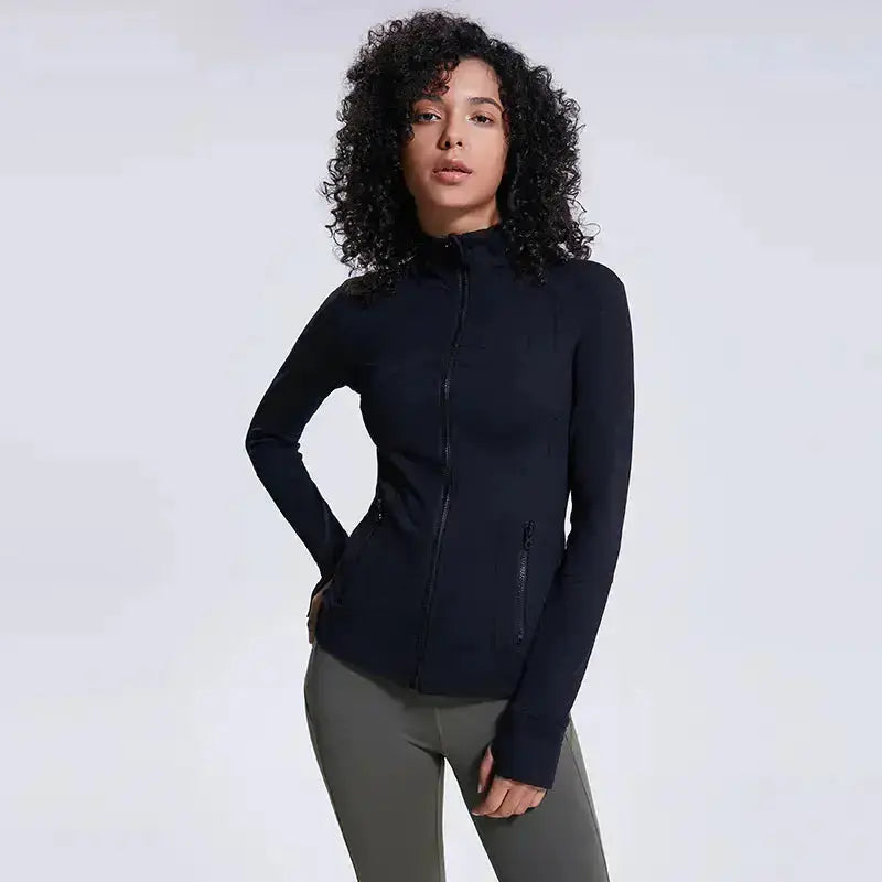 Women's Nylon Stretch Zip-Up Yoga Jacket for Fall/Winter Hypes Inventory