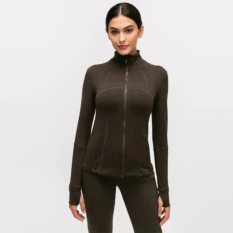 Women's Nylon Stretch Zip-Up Yoga Jacket for Fall/Winter Hypes Inventory