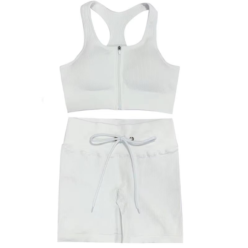 Brown Crop Top Bra Leggings Shorts Sportsuit Workout Outfit Fitness Gym ClotheSeamless Sport Set Women Yoga Set s