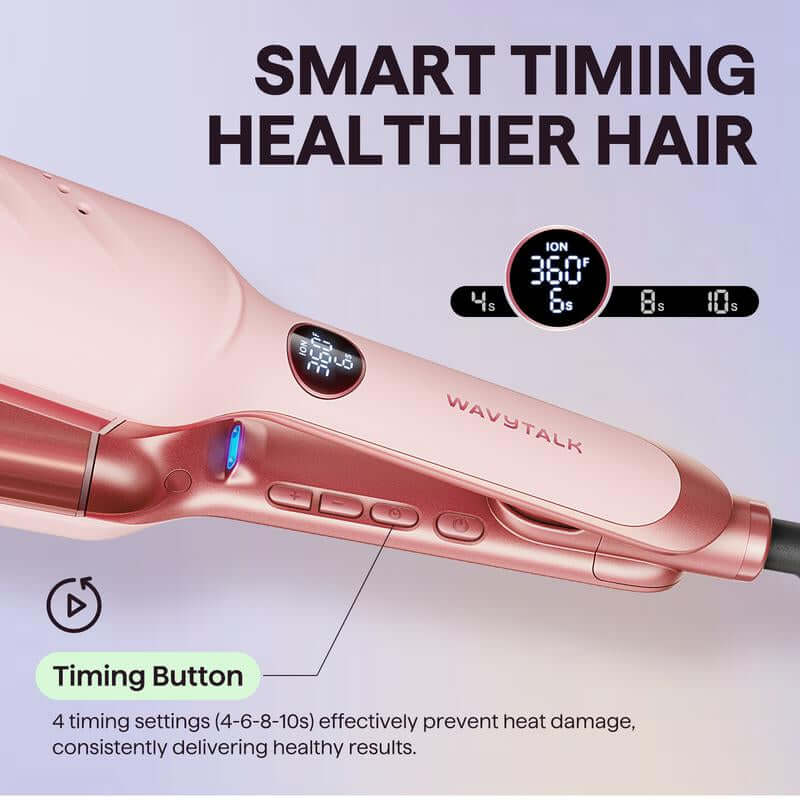 Wavytalk Power Wave Hair Crimper & Curling Wand for Beach Waves with Ionic Technology, Dual Voltage & Lightweight Design, Reducing Frizz & Damage, Perfect for Travel