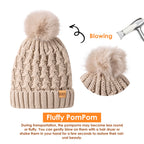 Aneco Womens Winter Warm Sets Knitted Fur Pompoms Beanie Hat Circle Loop Scarf Touch Screen Gloves Winter Favor Accessories