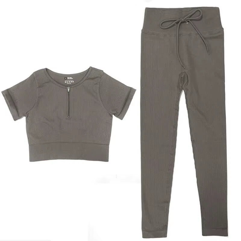 Brown Crop Top Bra Leggings Shorts Sportsuit Workout Outfit Fitness Gym ClotheSeamless Sport Set Women Yoga Set s