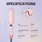 Wavytalk Power Wave Hair Crimper & Curling Wand for Beach Waves with Ionic Technology, Dual Voltage & Lightweight Design, Reducing Frizz & Damage, Perfect for Travel