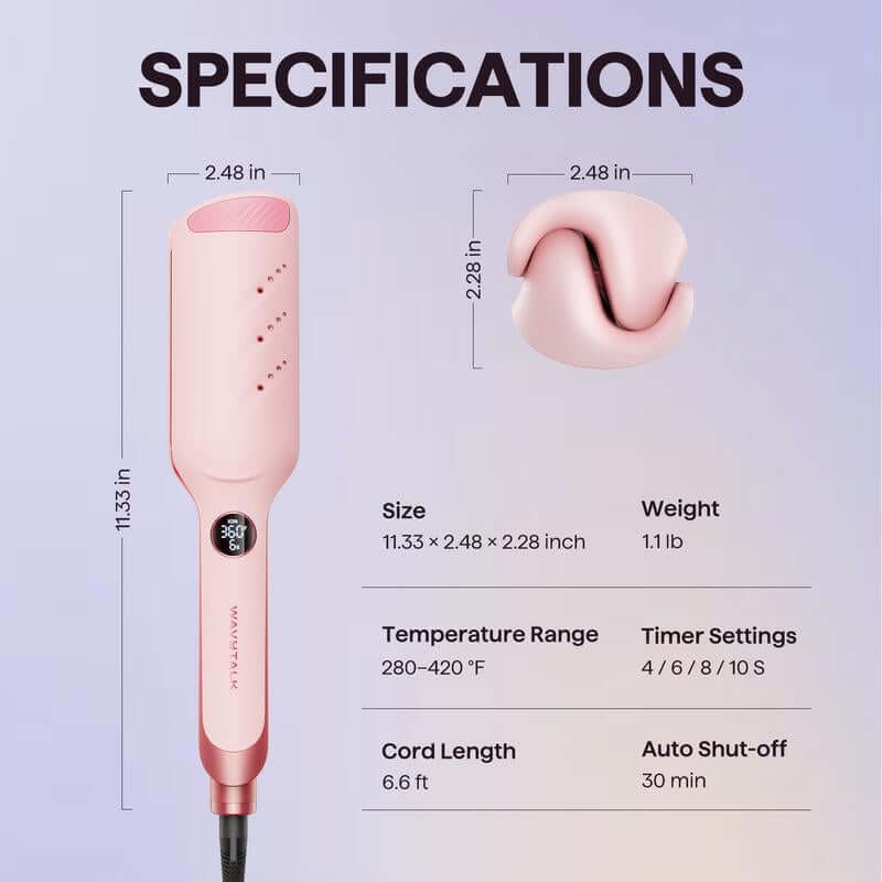 Wavytalk Power Wave Hair Crimper & Curling Wand for Beach Waves with Ionic Technology, Dual Voltage & Lightweight Design, Reducing Frizz & Damage, Perfect for Travel