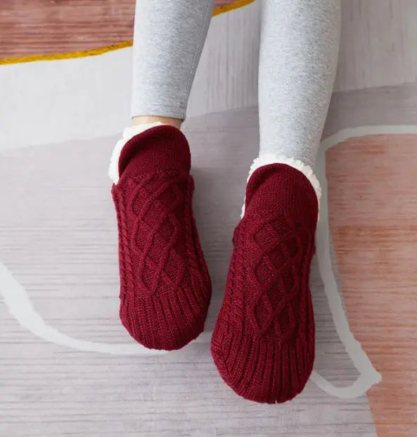 Winter Woolen Socks – Cozy Sherpa-Lined Anti-Slip Indoor Warm Socks for Women & Men