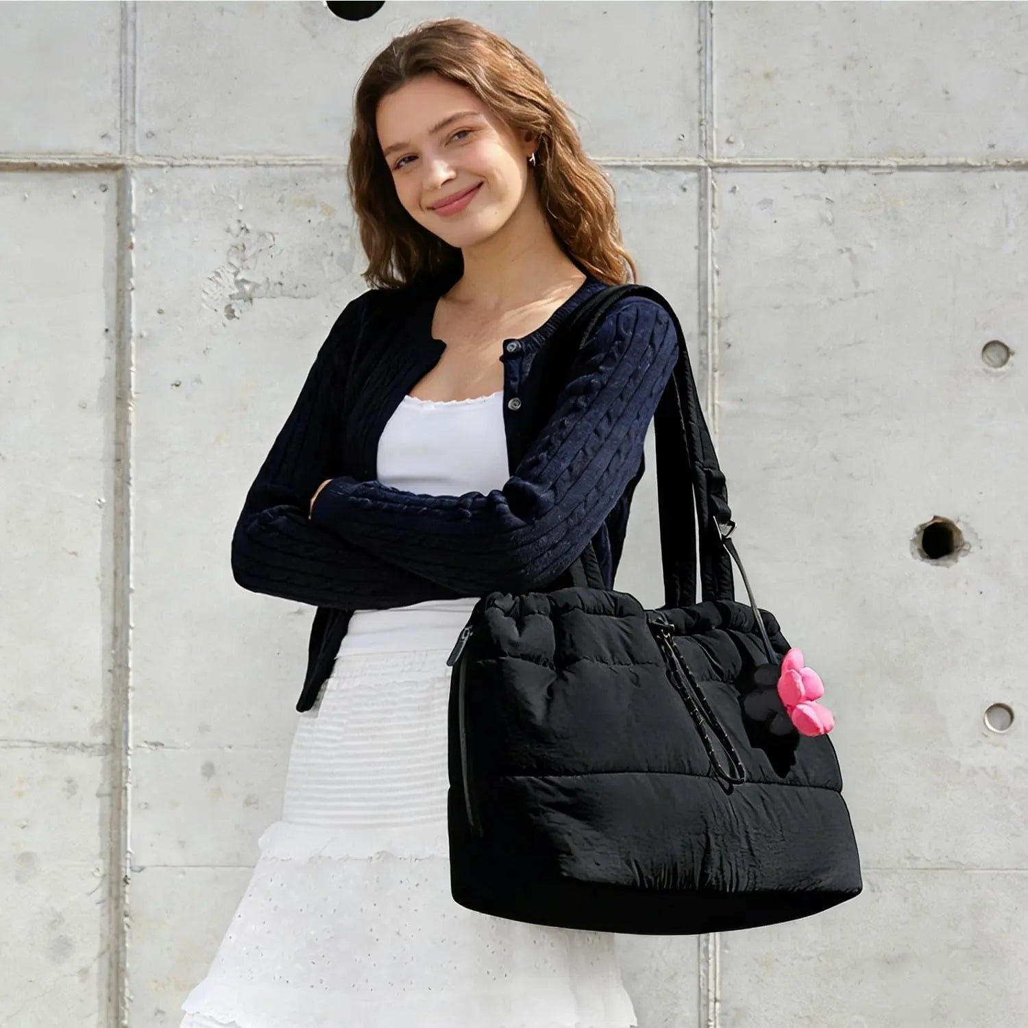 Quilted Puffer Tote Bag for Women – Lightweight Shoulder Handbag for Work, School & Travel