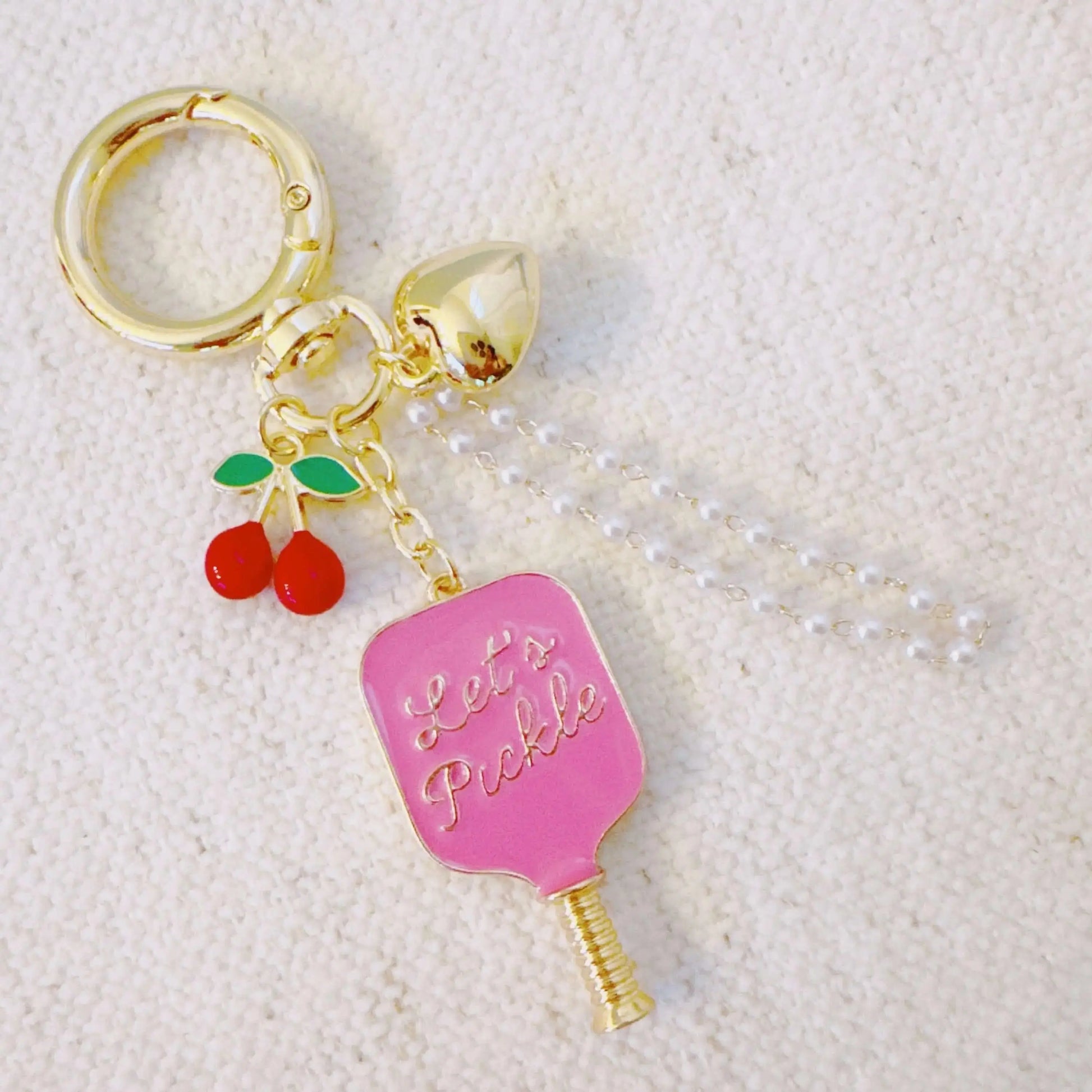 Pickleball Cherry Bag Charm – Sweet Sporty Accessory with Paddle and Cherry Charms Ellisonyoung.com