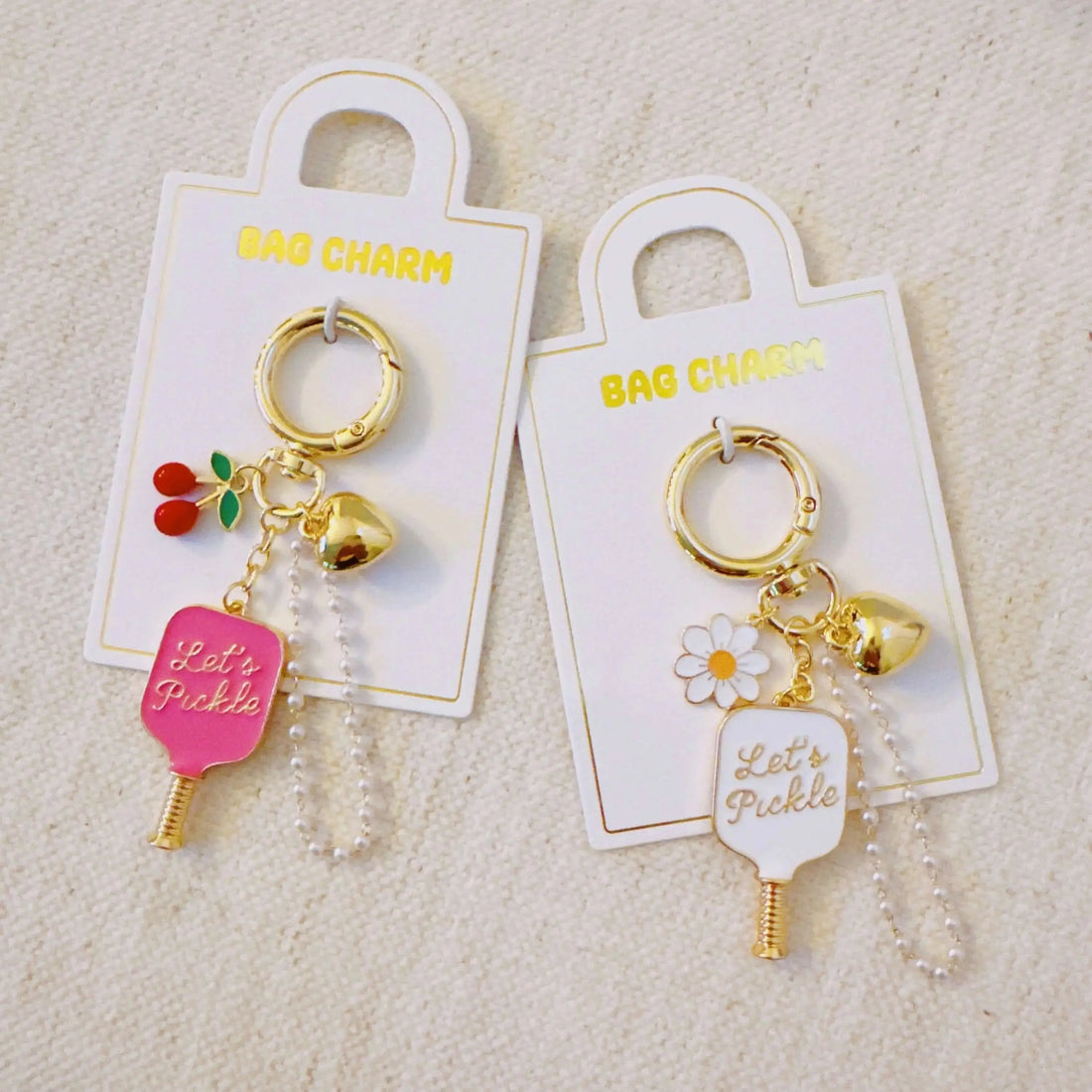 Pickleball Cherry Bag Charm – Sweet Sporty Accessory with Paddle and Cherry Charms Ellisonyoung.com